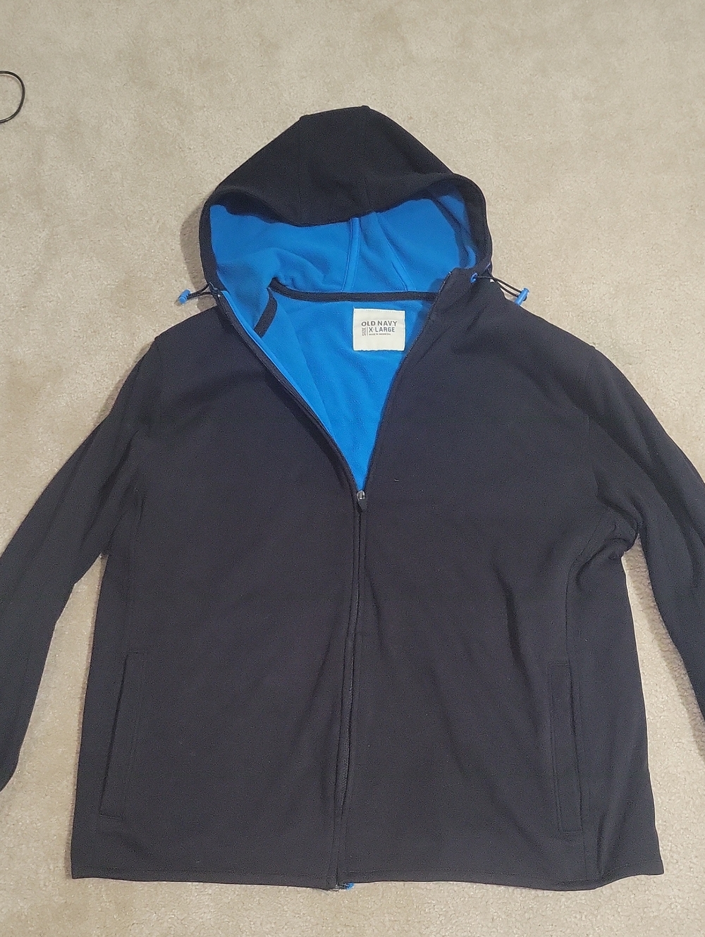 Old Navy Men’s Black Hooded Jacket with Blue Lining